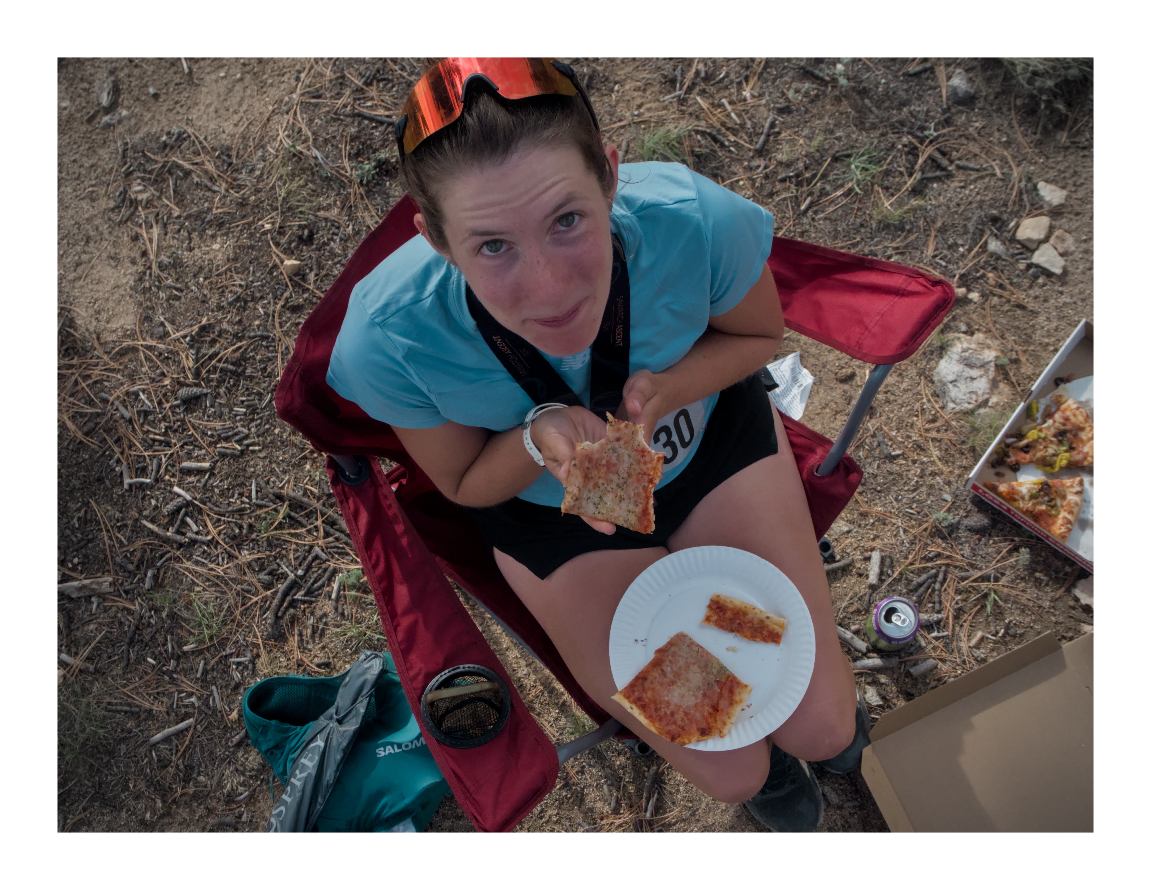 She said she pizza after the race, so we got pizza